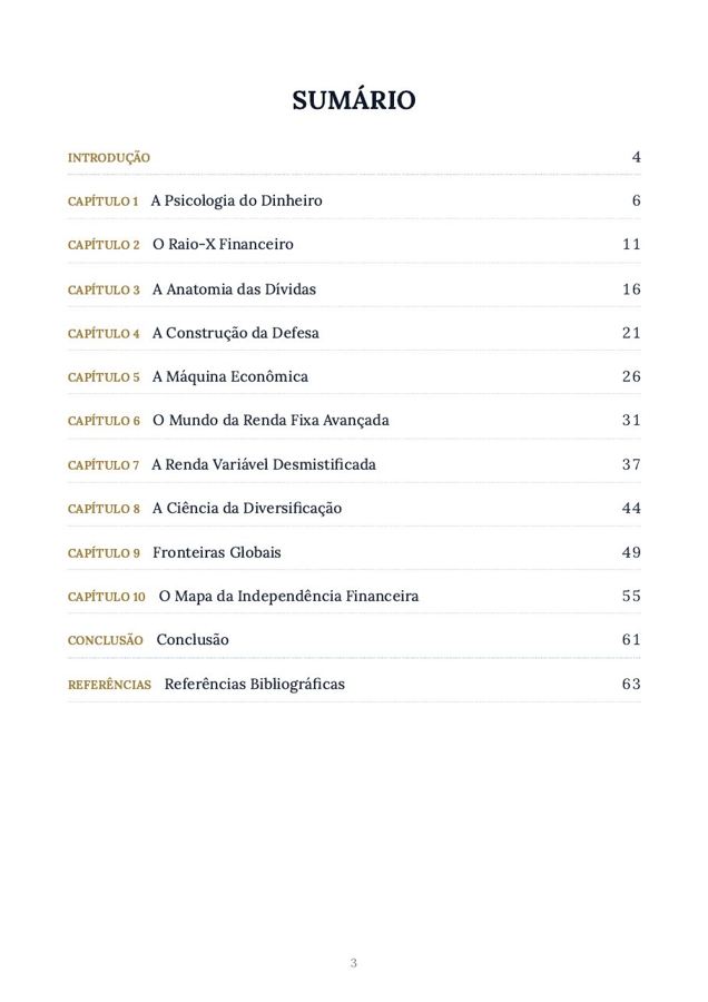 Página do sumário do e-book